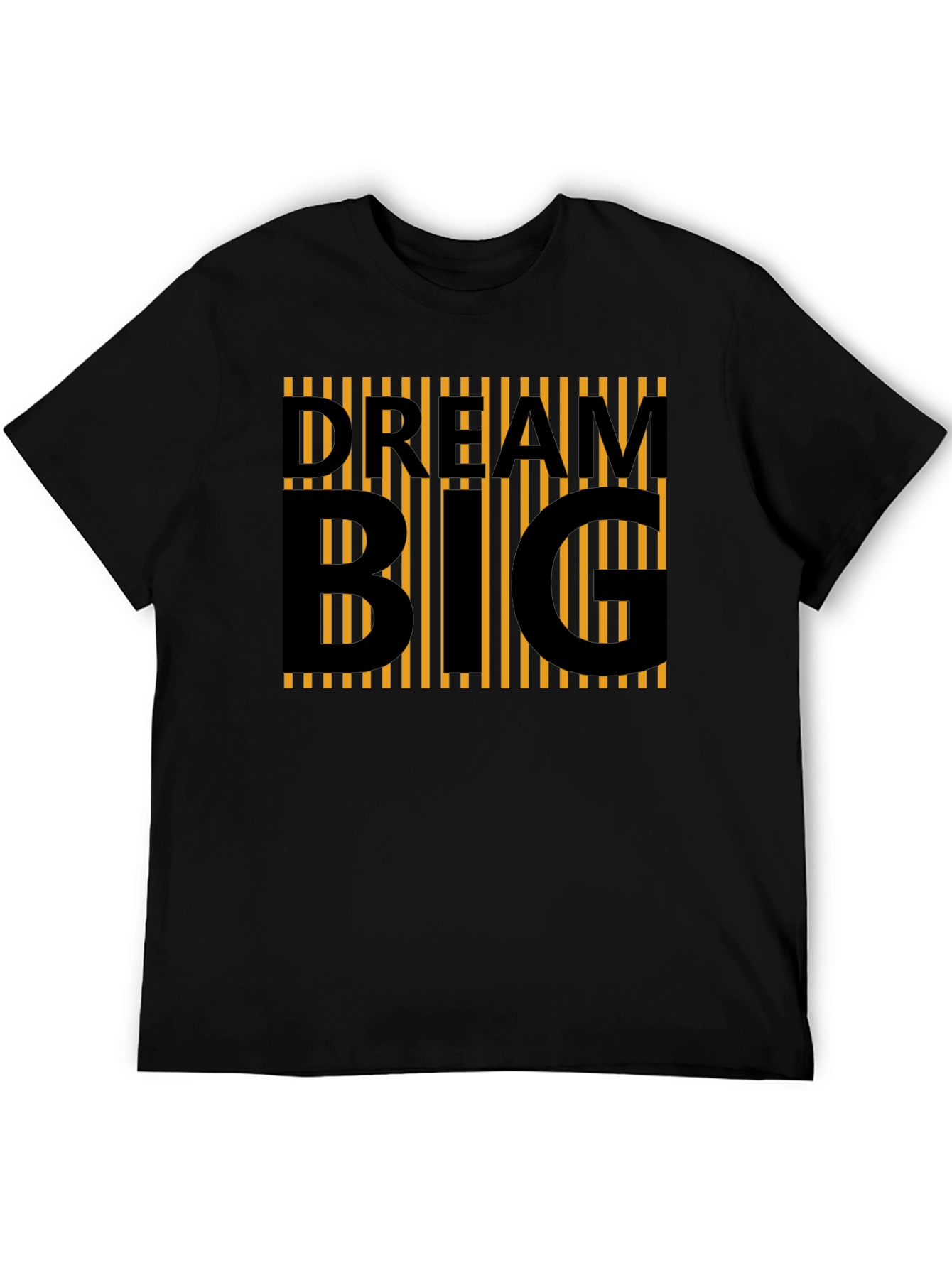 Camiseta Negra Dream Big Rayas Naranja