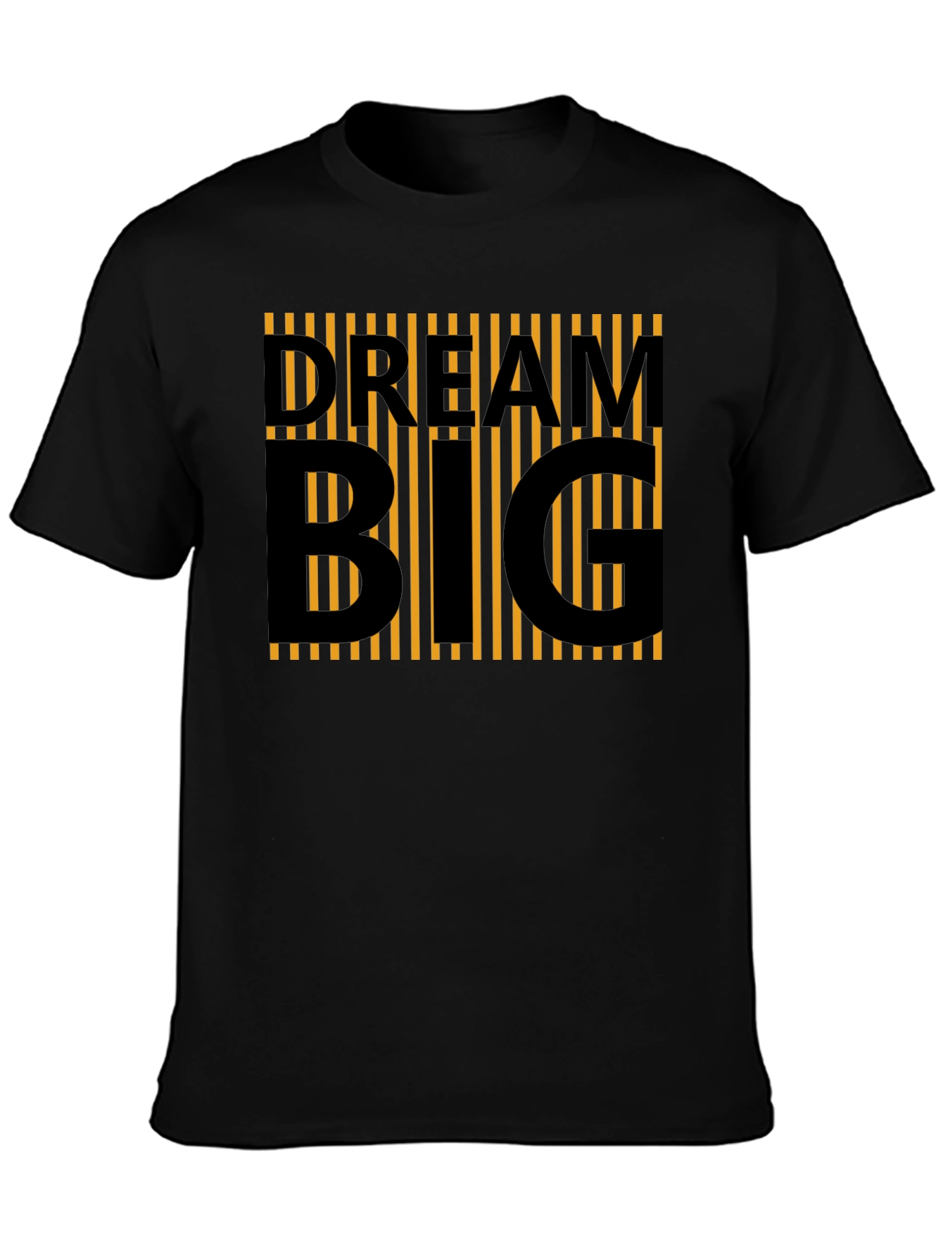 Camiseta Negra Dream Big Rayas Naranja