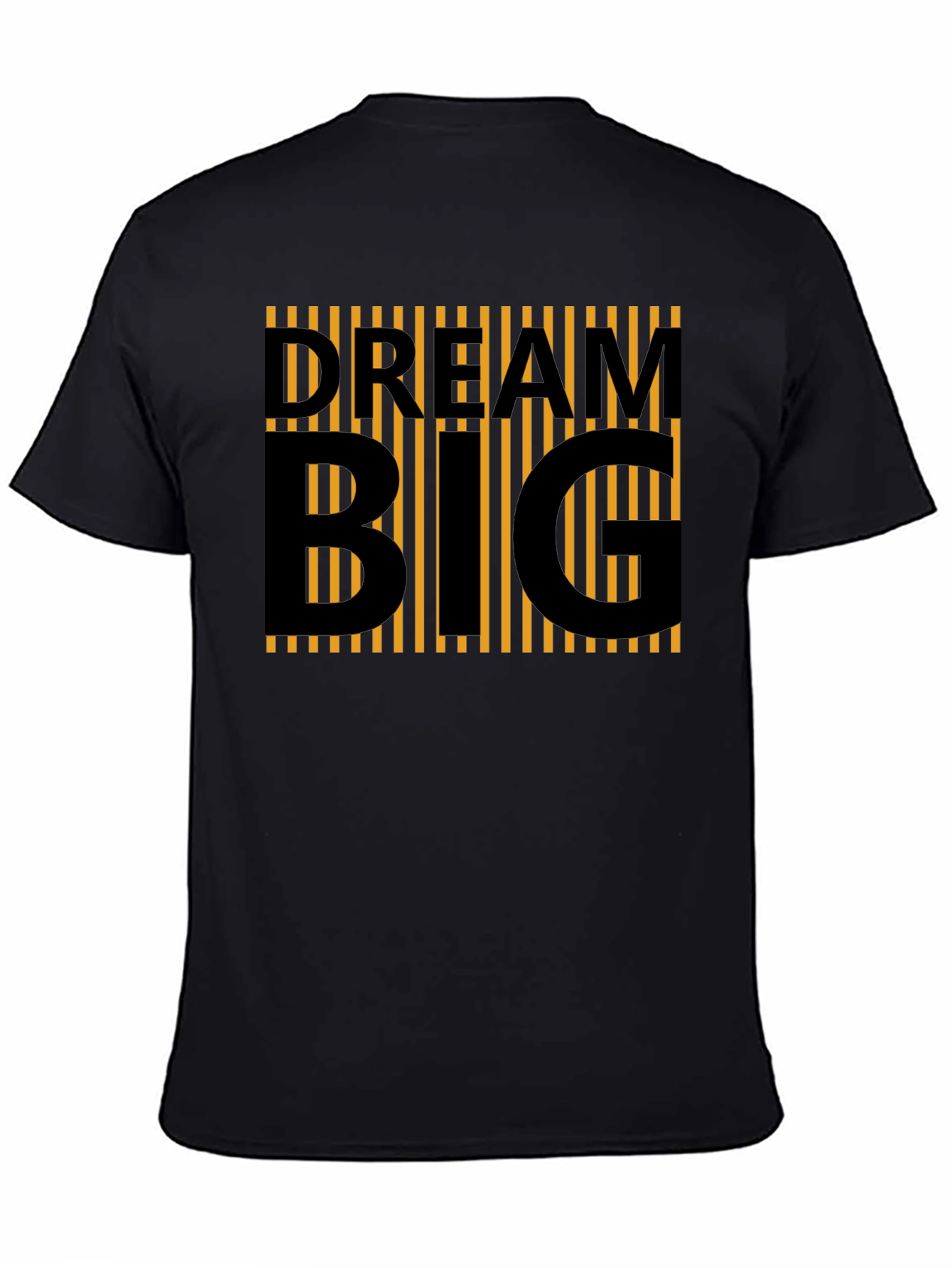 Camiseta Negra Dream Big Rayas Naranja