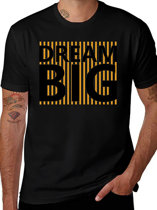 Camiseta Negra Dream Big Rayas Naranja