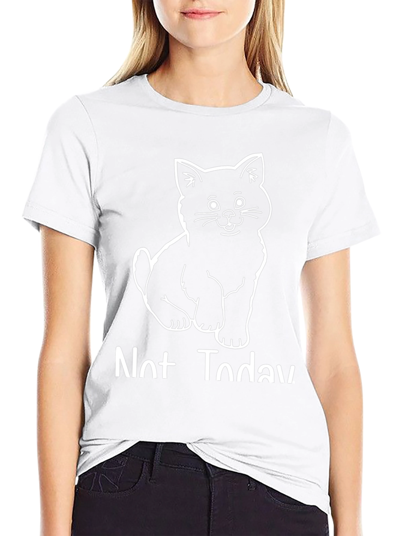 Camiseta Negra con Diseño de Gato Not Today