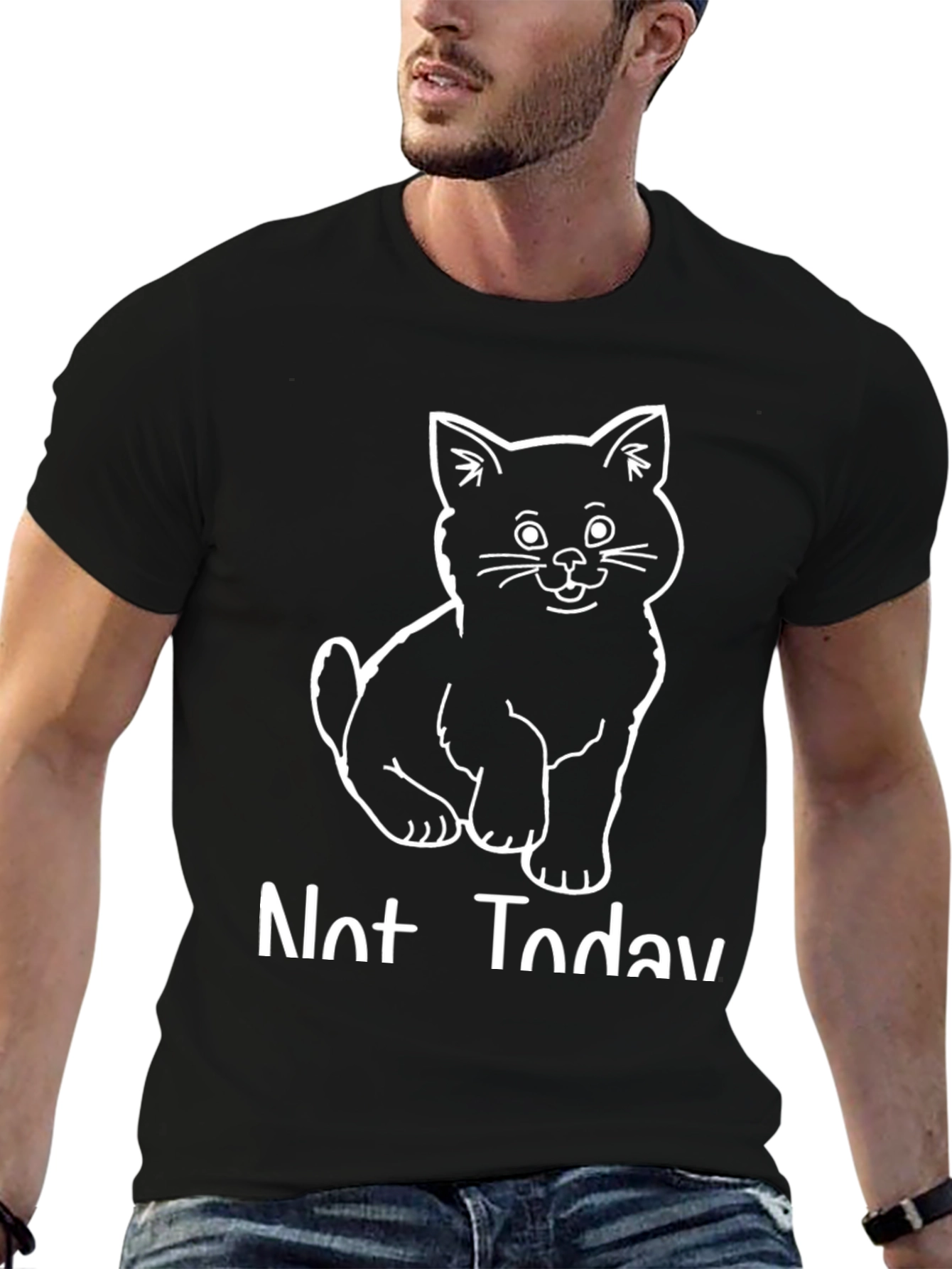 Camiseta Negra con Diseño de Gato Not Today