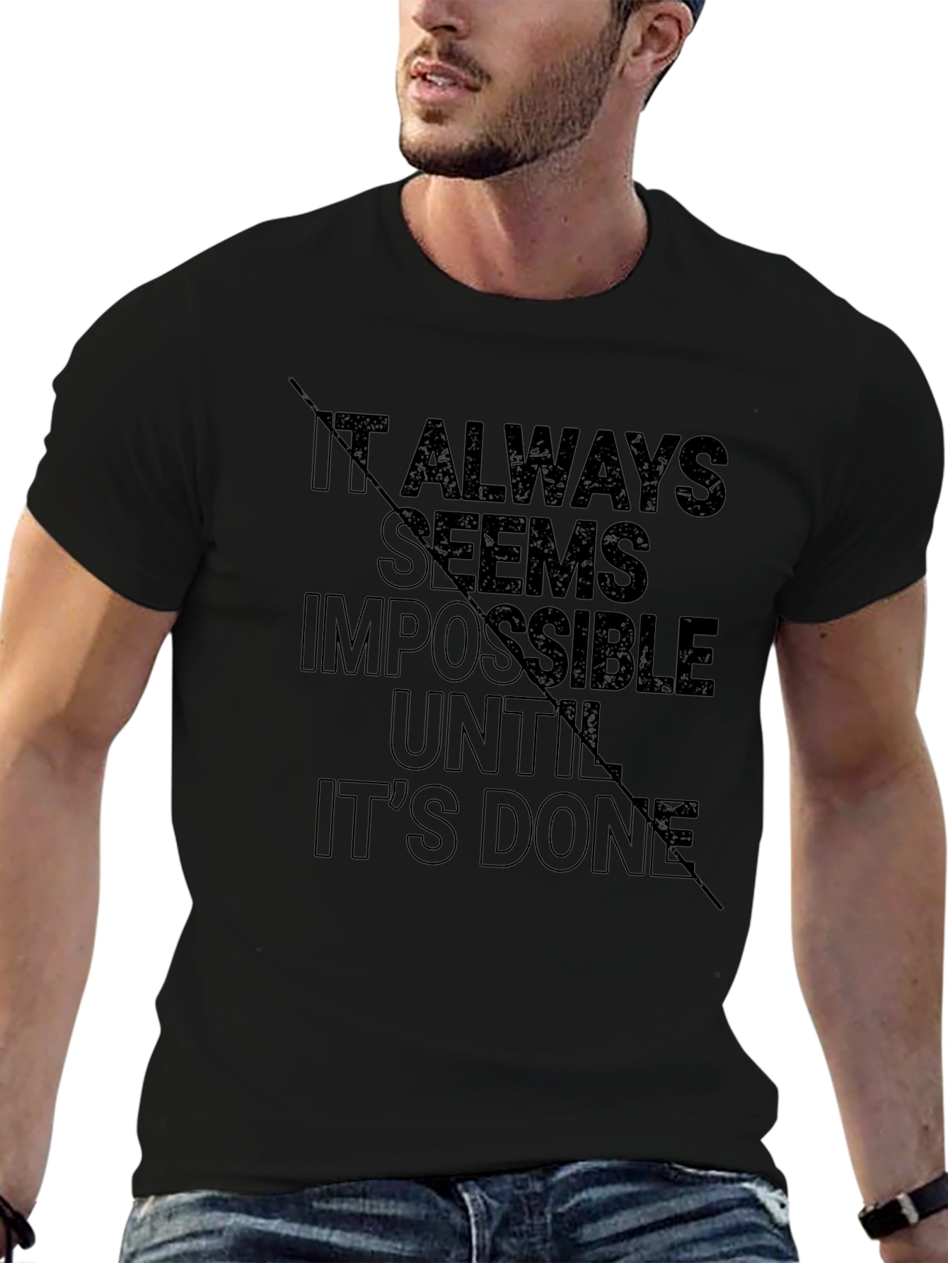 Camiseta Negra con Lema Motivacional