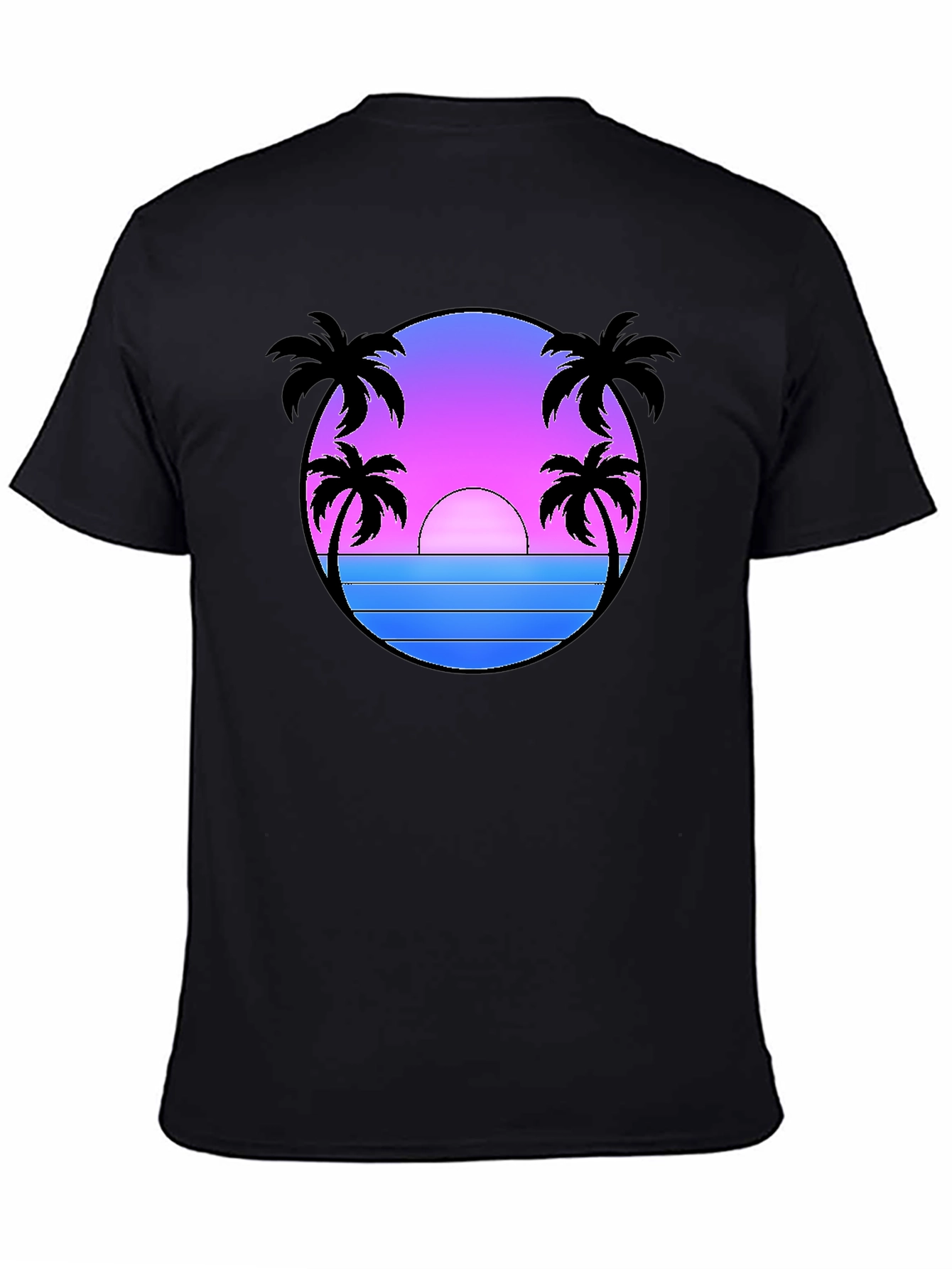 Camiseta Negra Estampado Sunset Palm Beach
