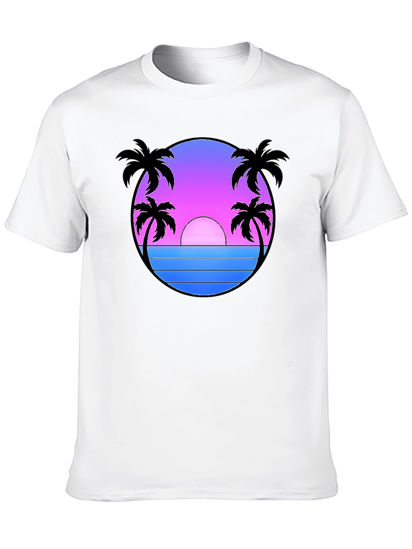 Camiseta Negra Estampado Sunset Palm Beach