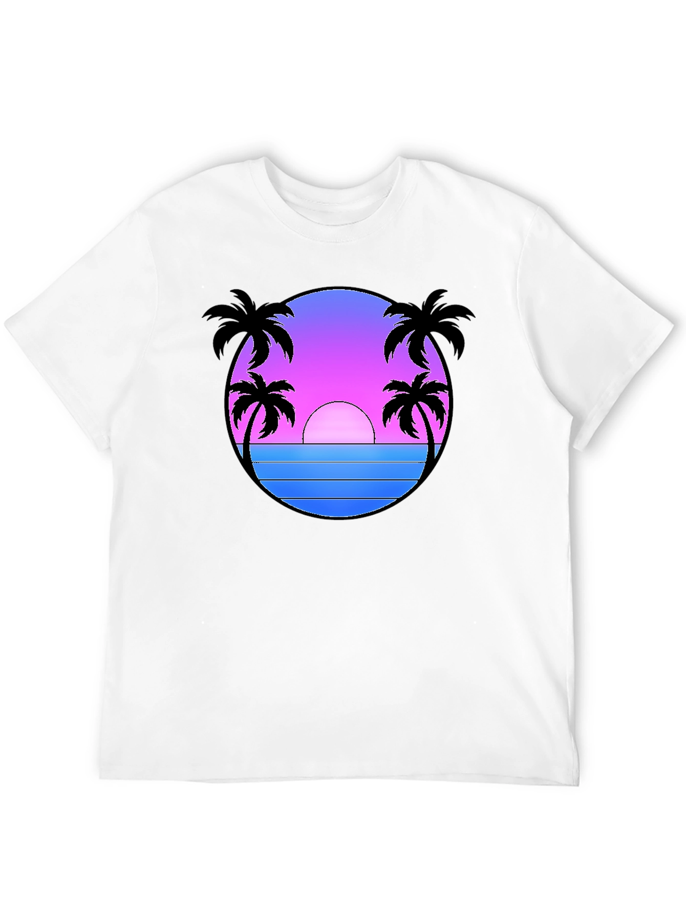 Camiseta Negra Estampado Sunset Palm Beach