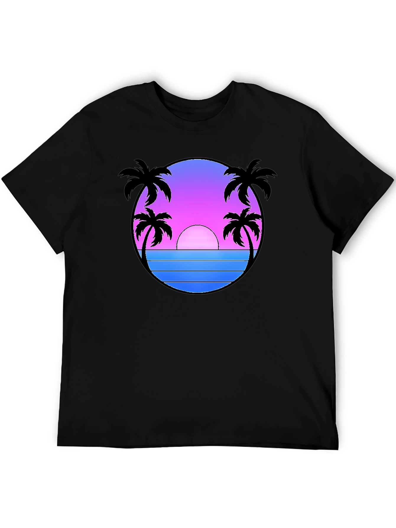 Camiseta Negra Estampado Sunset Palm Beach