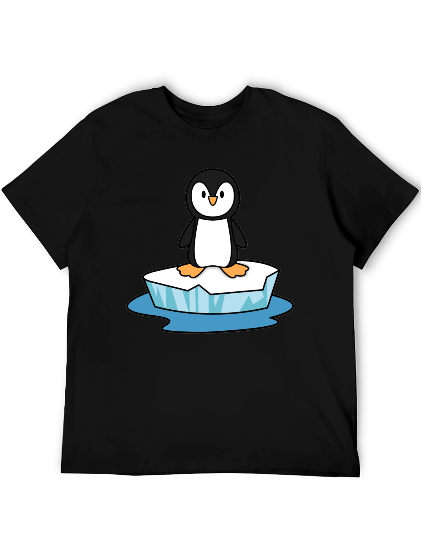 Camiseta Negra con Pingüino en Hielo