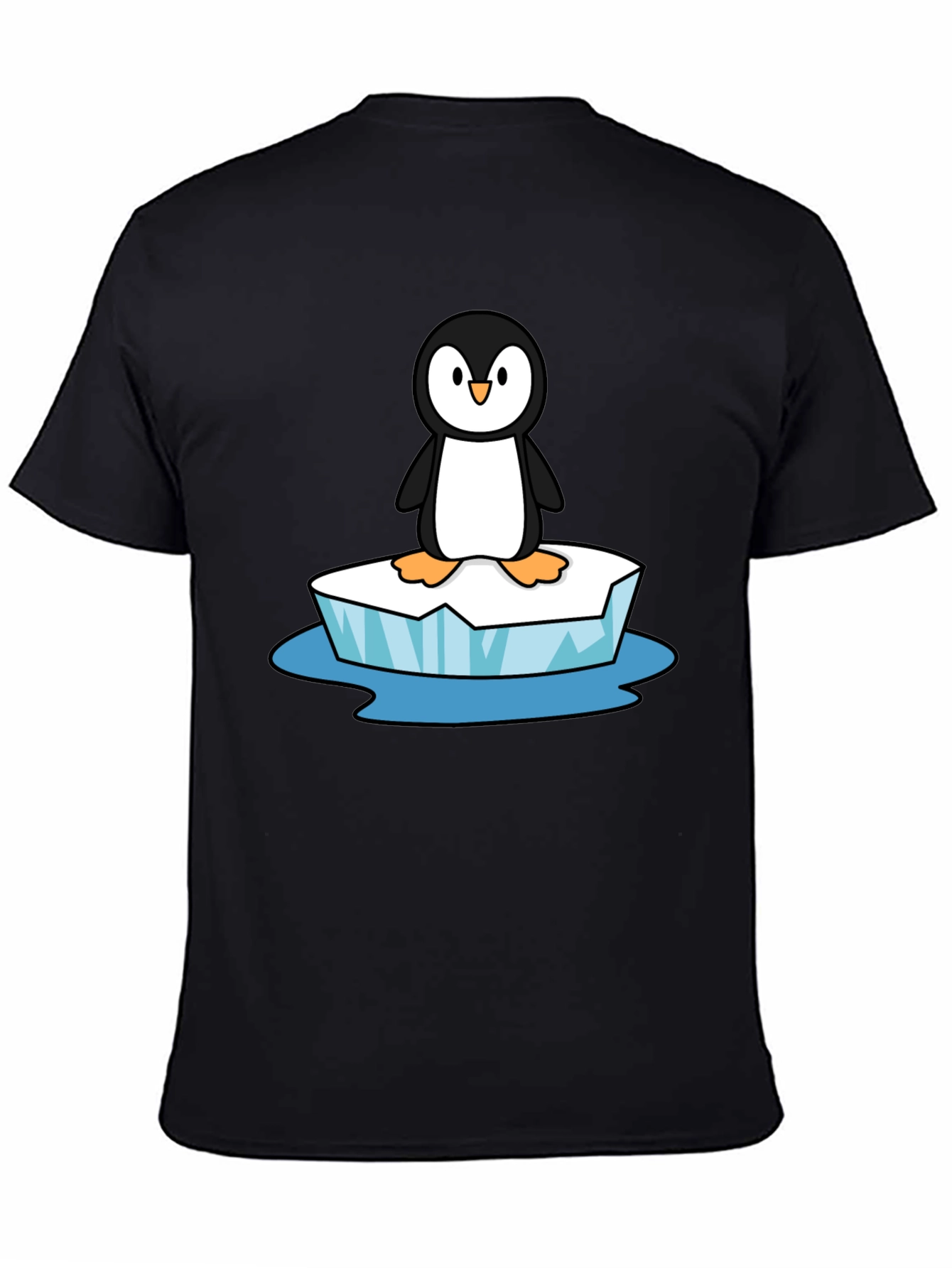 Camiseta Negra con Pingüino en Hielo
