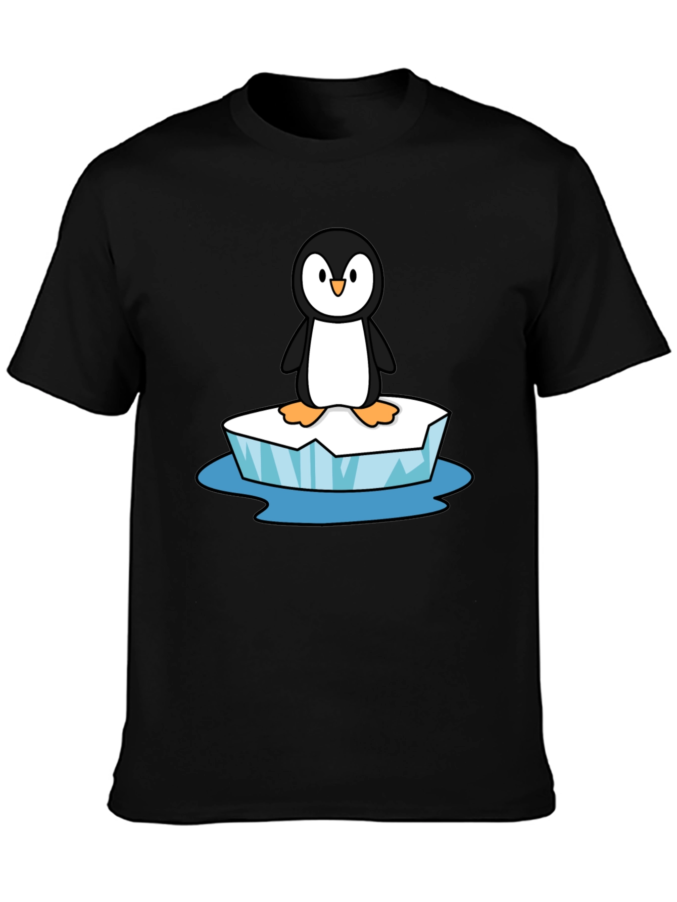 Camiseta Negra con Pingüino en Hielo