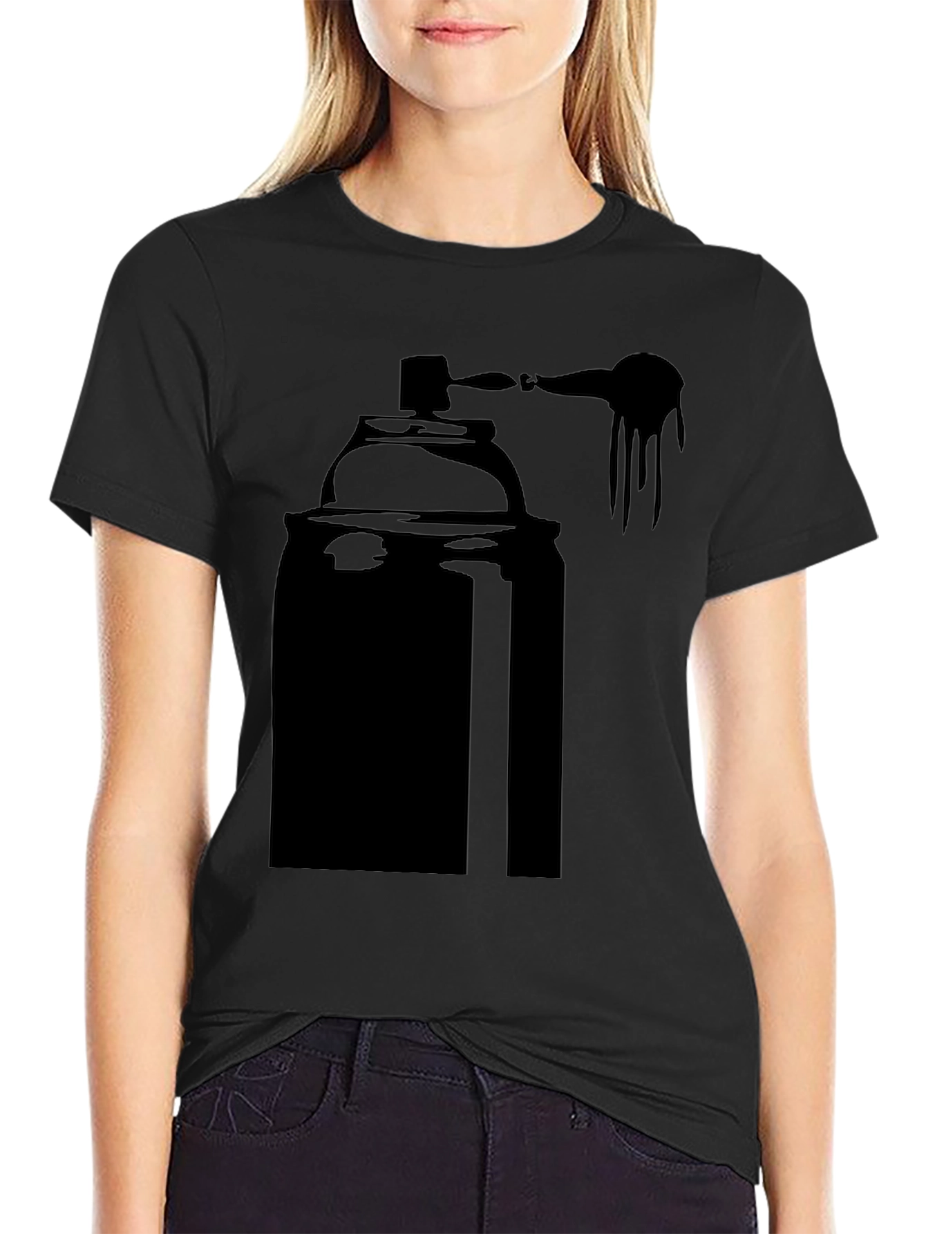 Camiseta Negra con Diseño de Lata de Spray