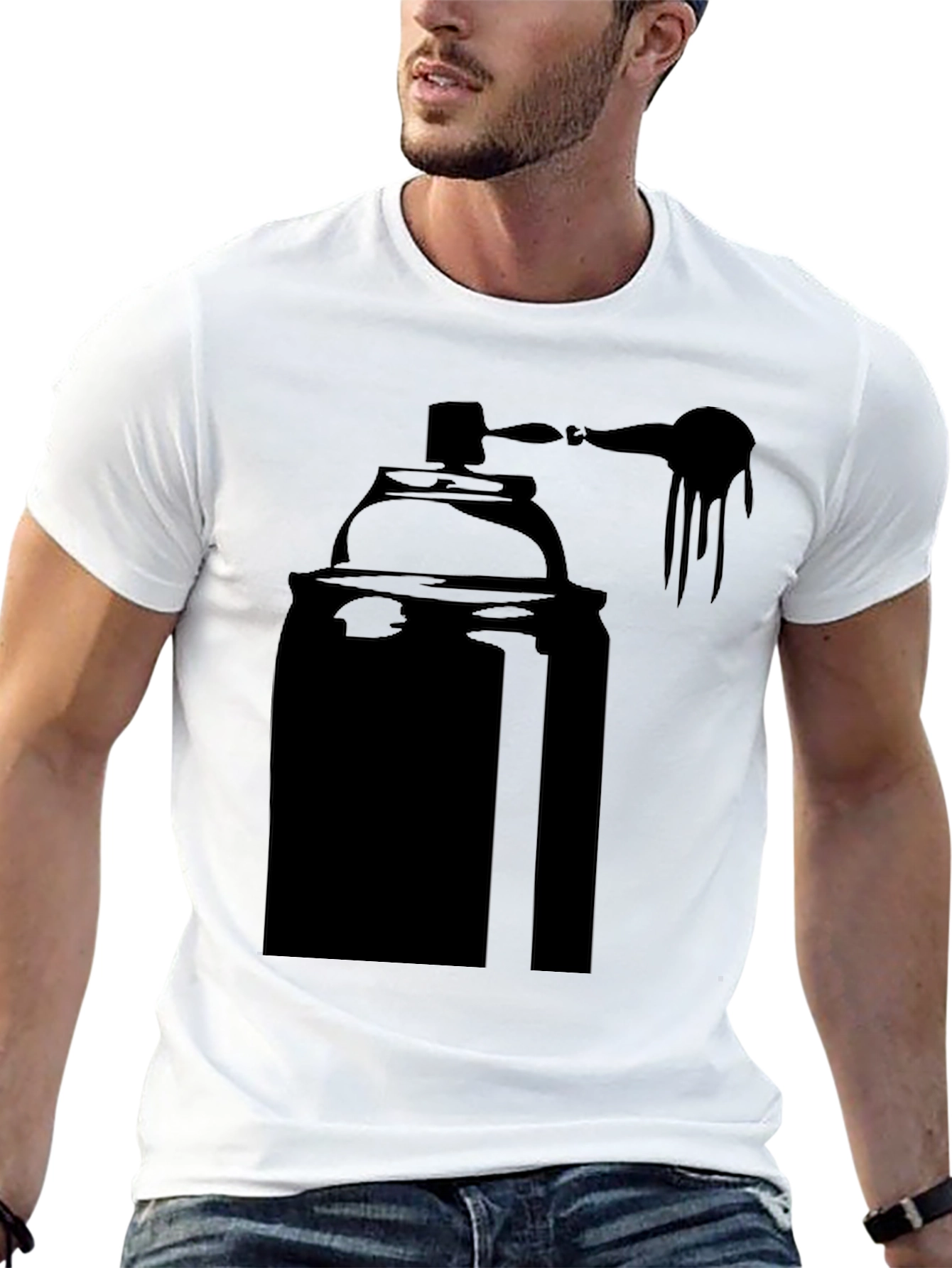 Camiseta Negra con Diseño de Lata de Spray
