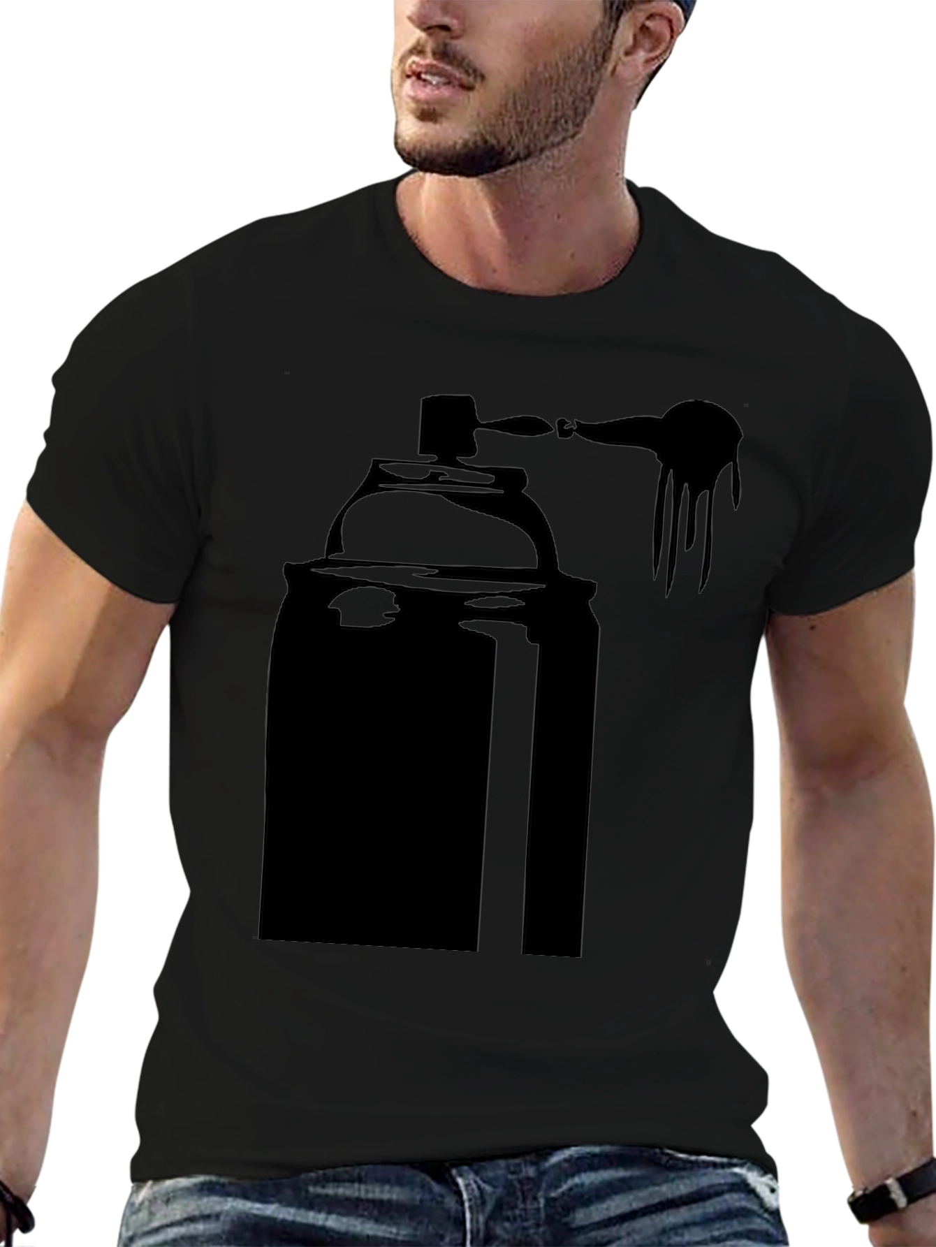 Camiseta Negra con Diseño de Lata de Spray