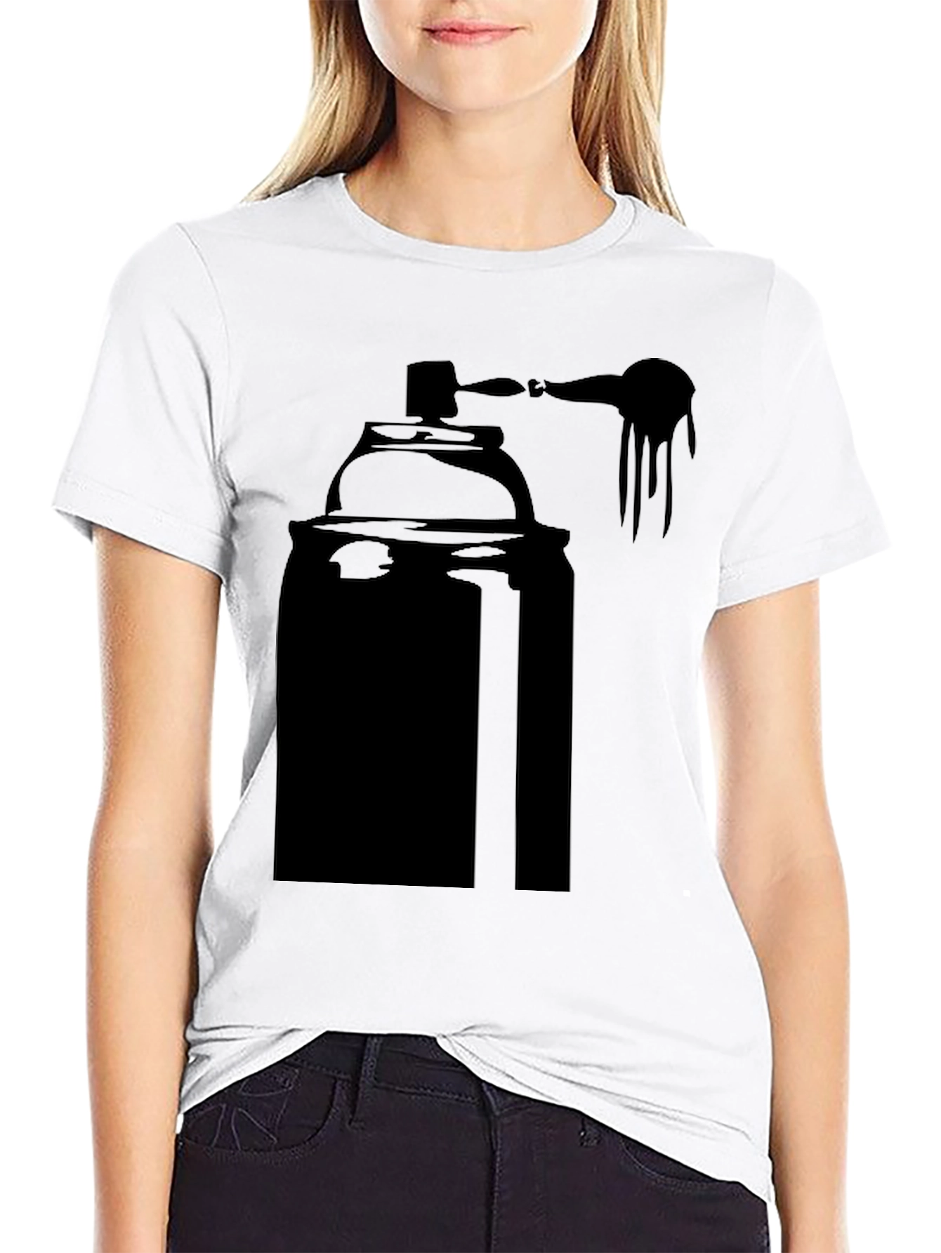 Camiseta Negra con Diseño de Lata de Spray