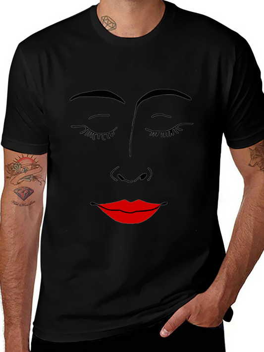 Camiseta Negra con Cara Minimalista