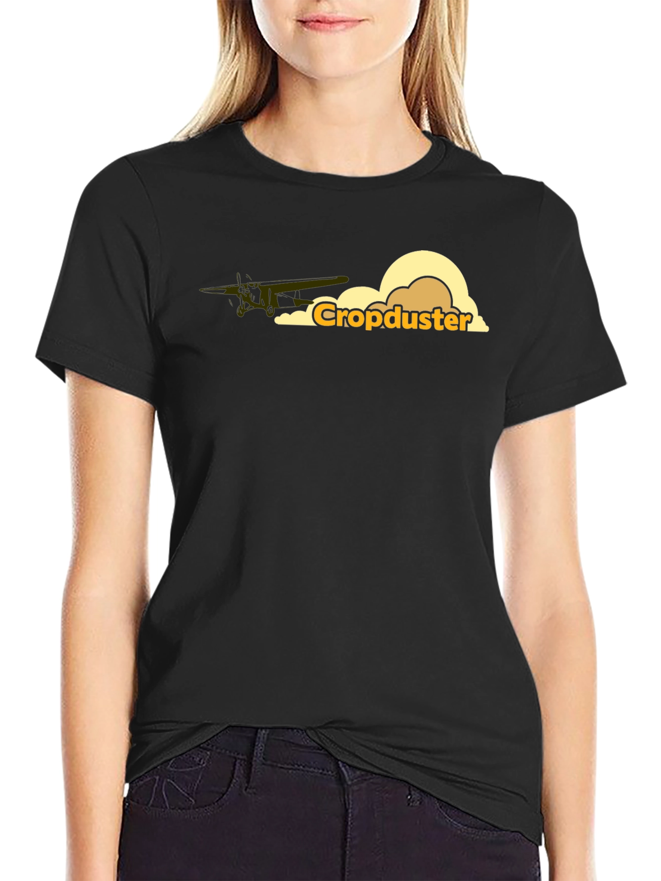 Camiseta Negra Cropduster Algodón Estilo Casual
