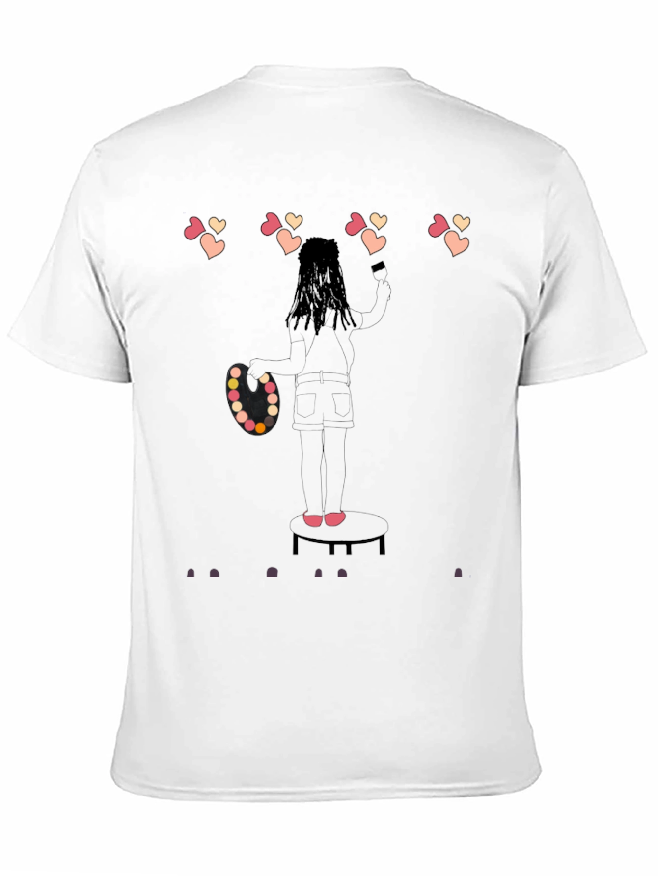 Camiseta Negra con Dibujo Artístico Abstracto