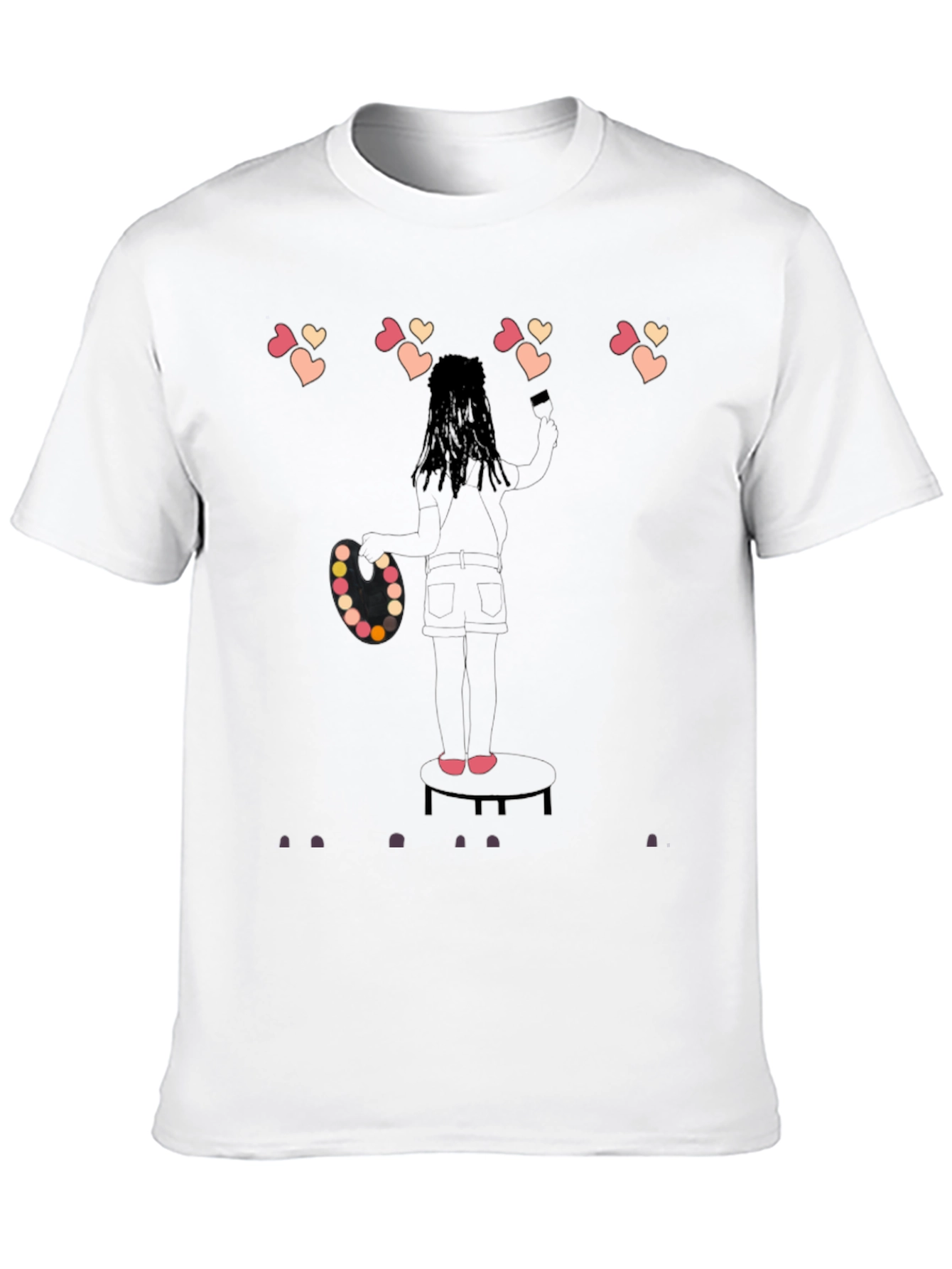 Camiseta Negra con Dibujo Artístico Abstracto