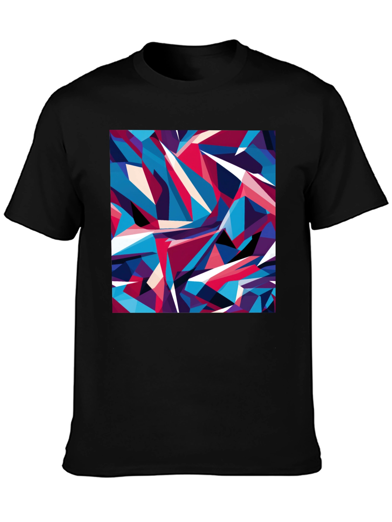 Camiseta Negra Estampado Geométrico Abstracto