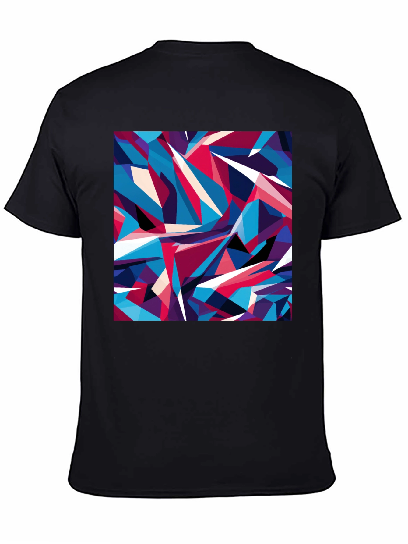 Camiseta Negra Estampado Geométrico Abstracto