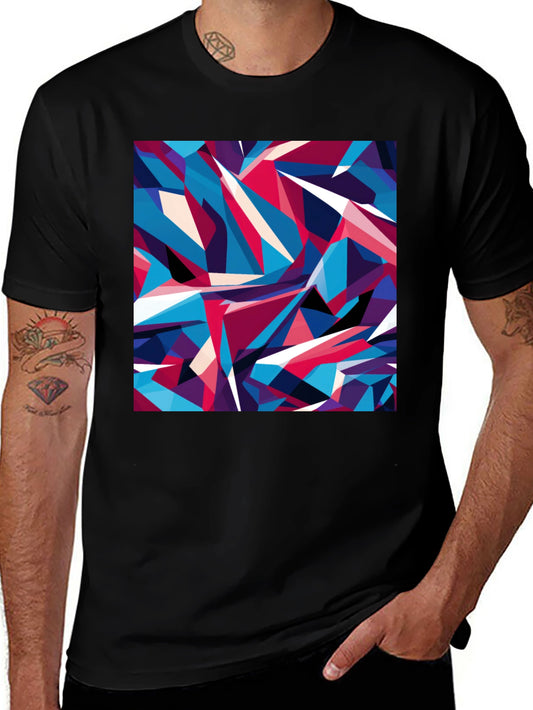 Camiseta Negra Estampado Geométrico Abstracto
