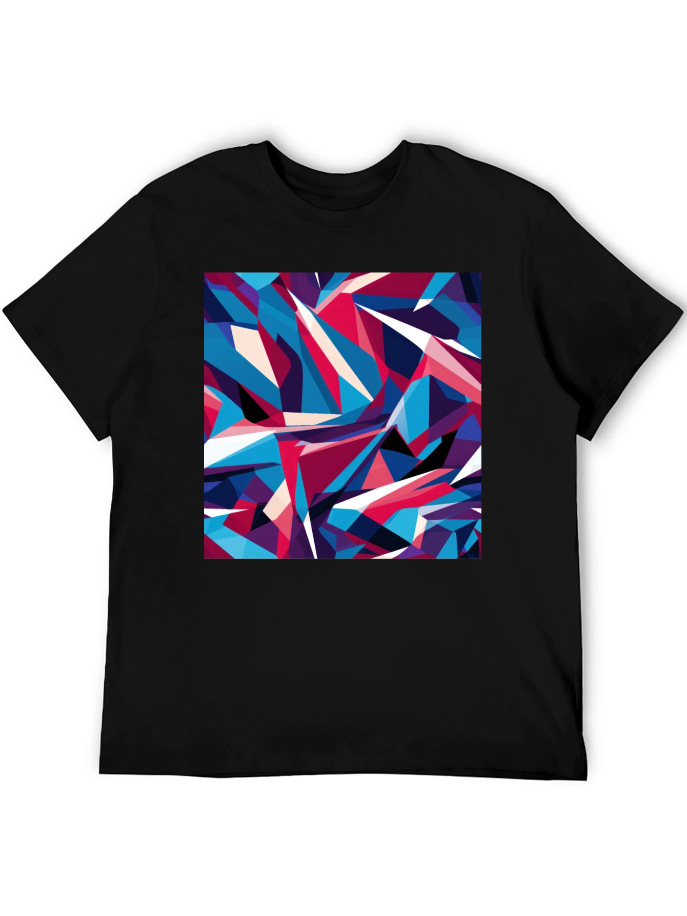 Camiseta Negra Estampado Geométrico Abstracto