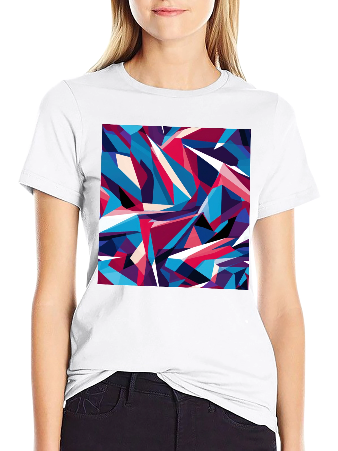 Camiseta Negra Estampado Geométrico Abstracto