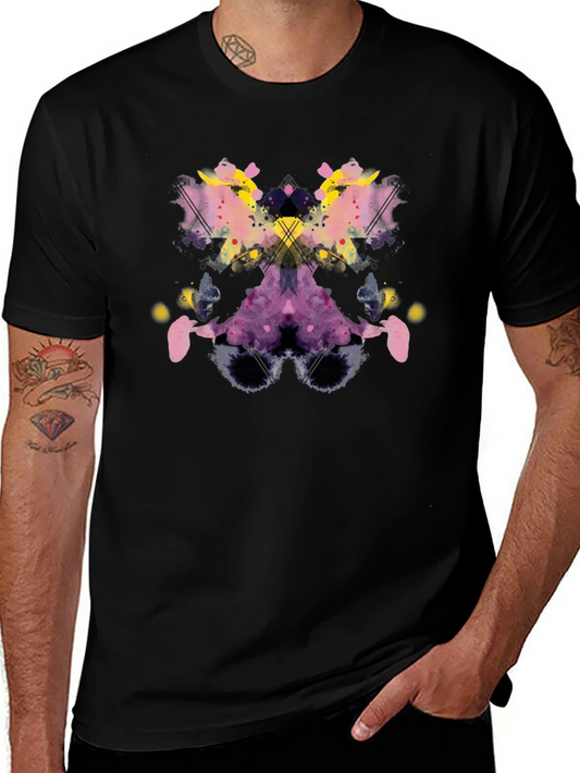 Camiseta Negra con Estampado Abstracto Rorschach