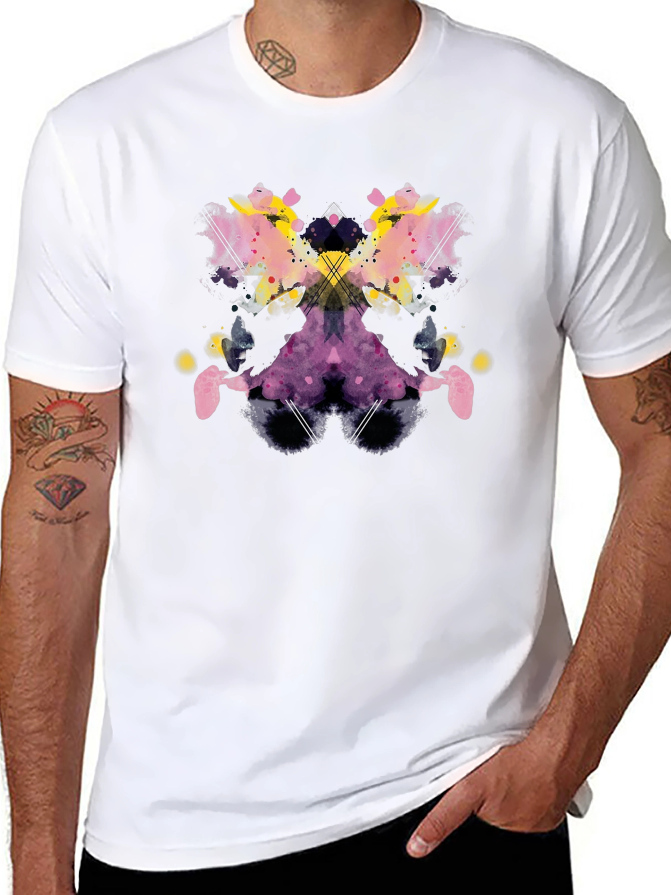 Camiseta Negra con Estampado Abstracto Rorschach