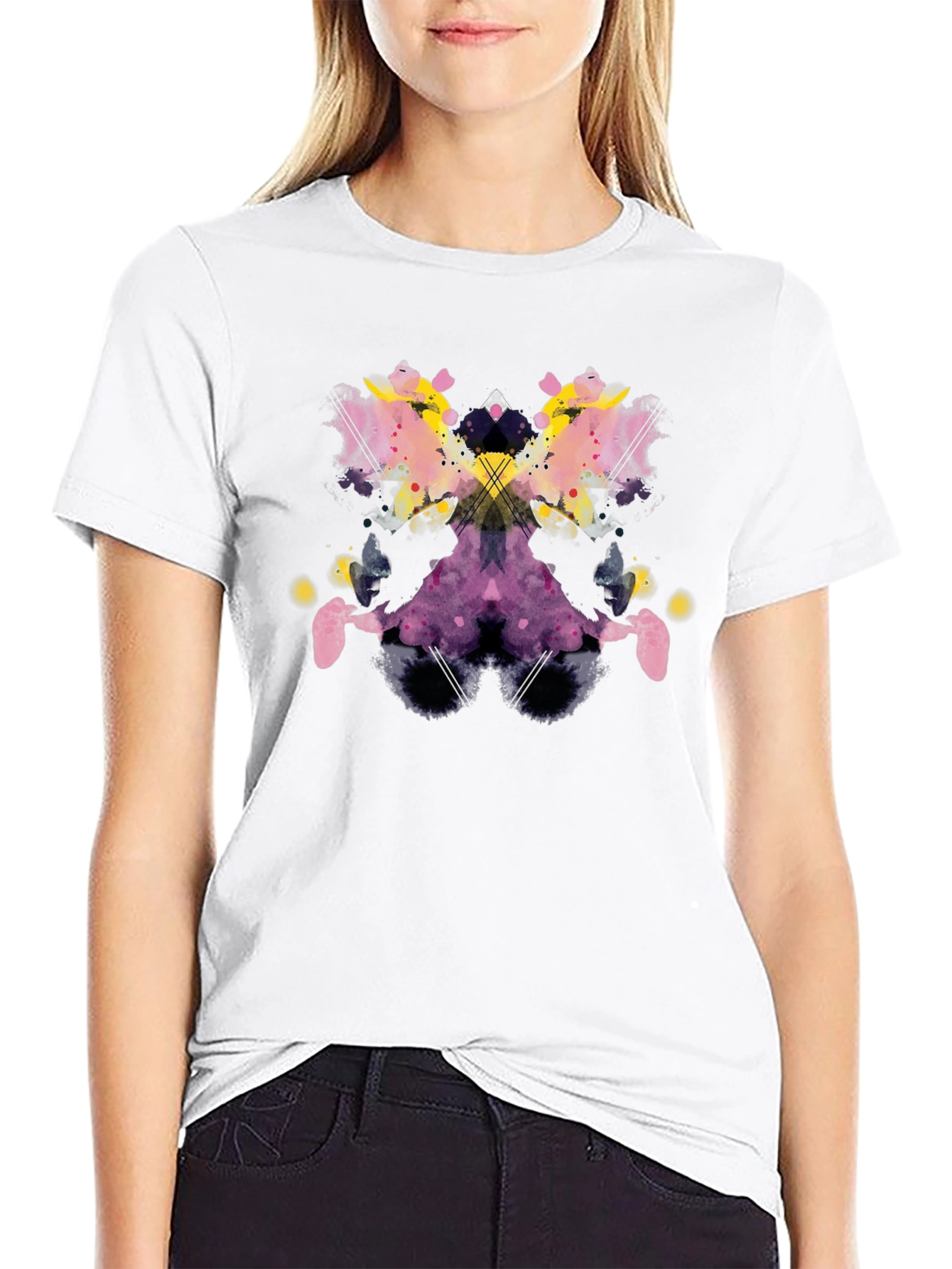 Camiseta Negra con Estampado Abstracto Rorschach