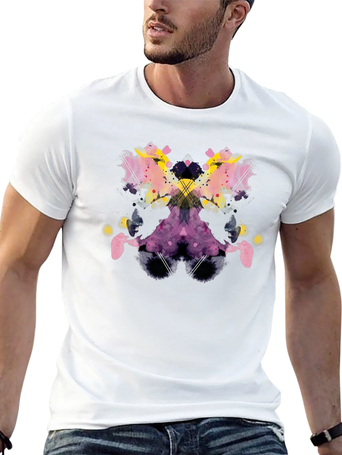 Camiseta Negra con Estampado Abstracto Rorschach