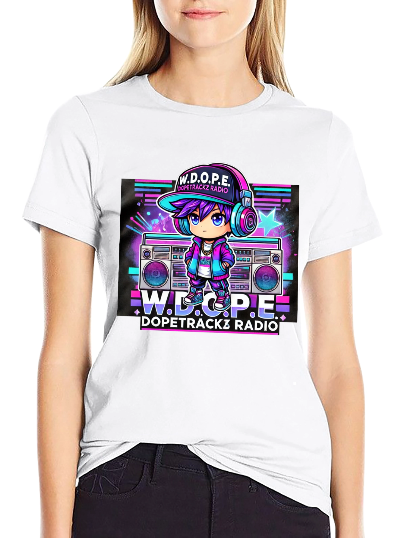 Camiseta Negra Estilo Retro W.D.O.P.E. DopeTrackz Radio