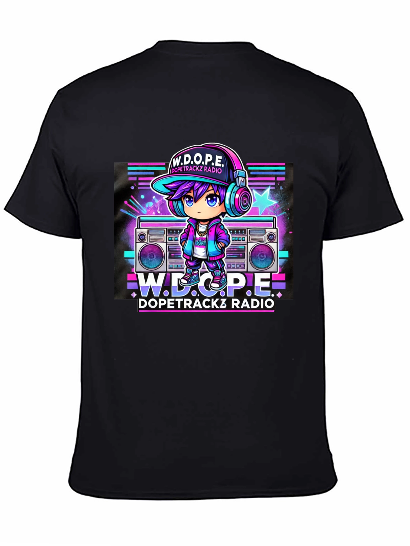 Camiseta Negra Estilo Retro W.D.O.P.E. DopeTrackz Radio