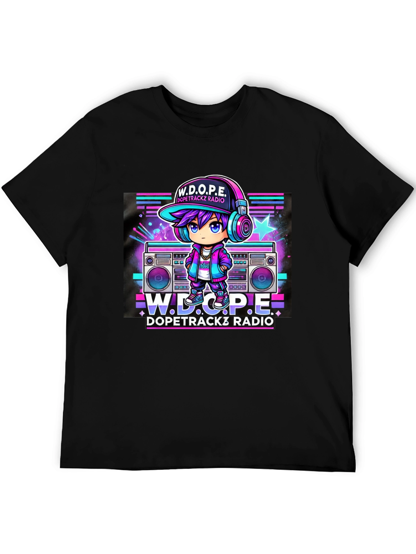 Camiseta Negra Estilo Retro W.D.O.P.E. DopeTrackz Radio