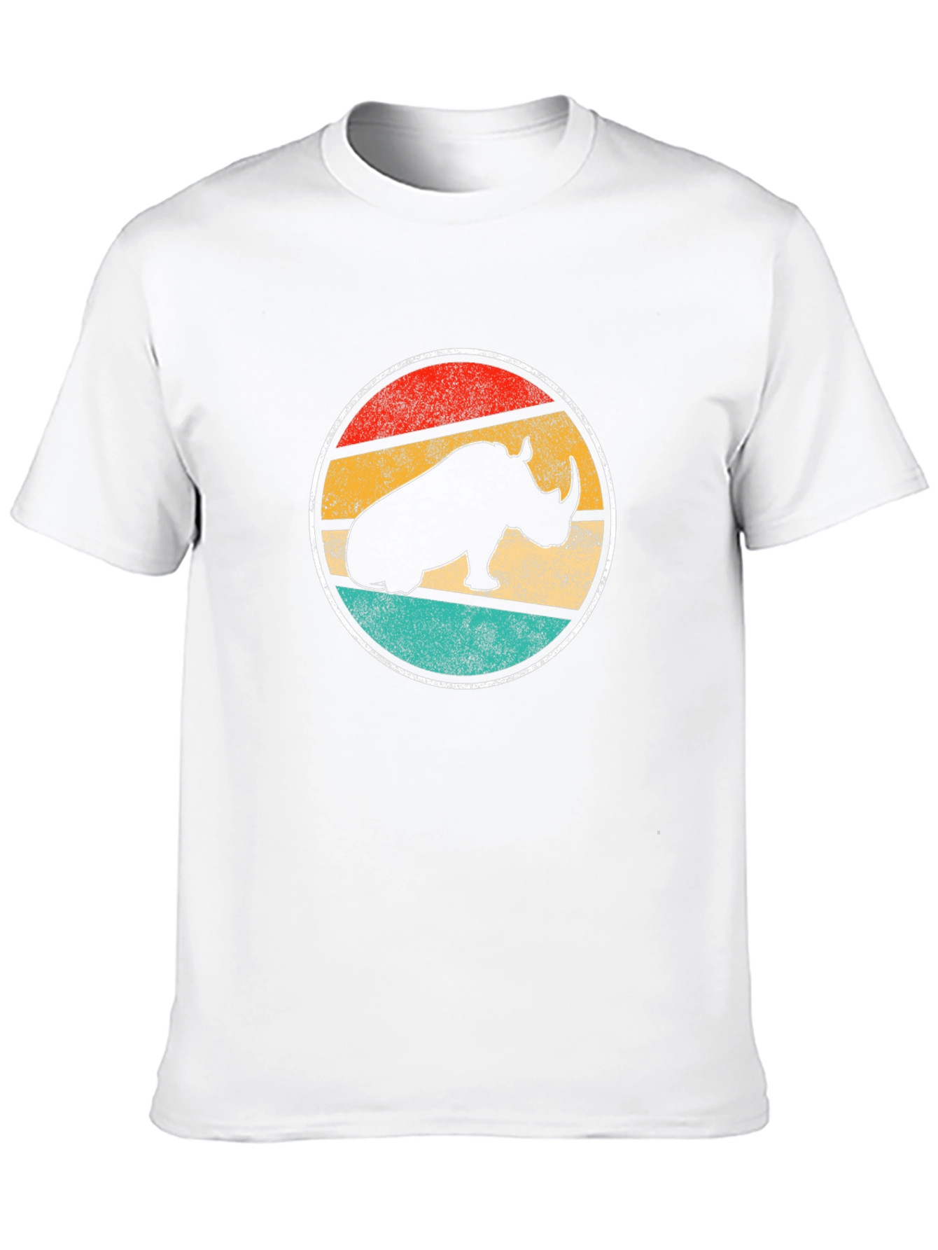 Camiseta Negra con Diseño Retro de Rinoceronte