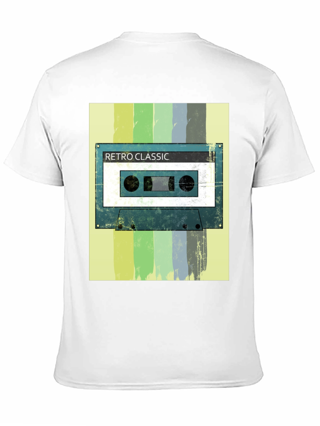 Camiseta Negra con Diseño Retro de Cassette Clásico