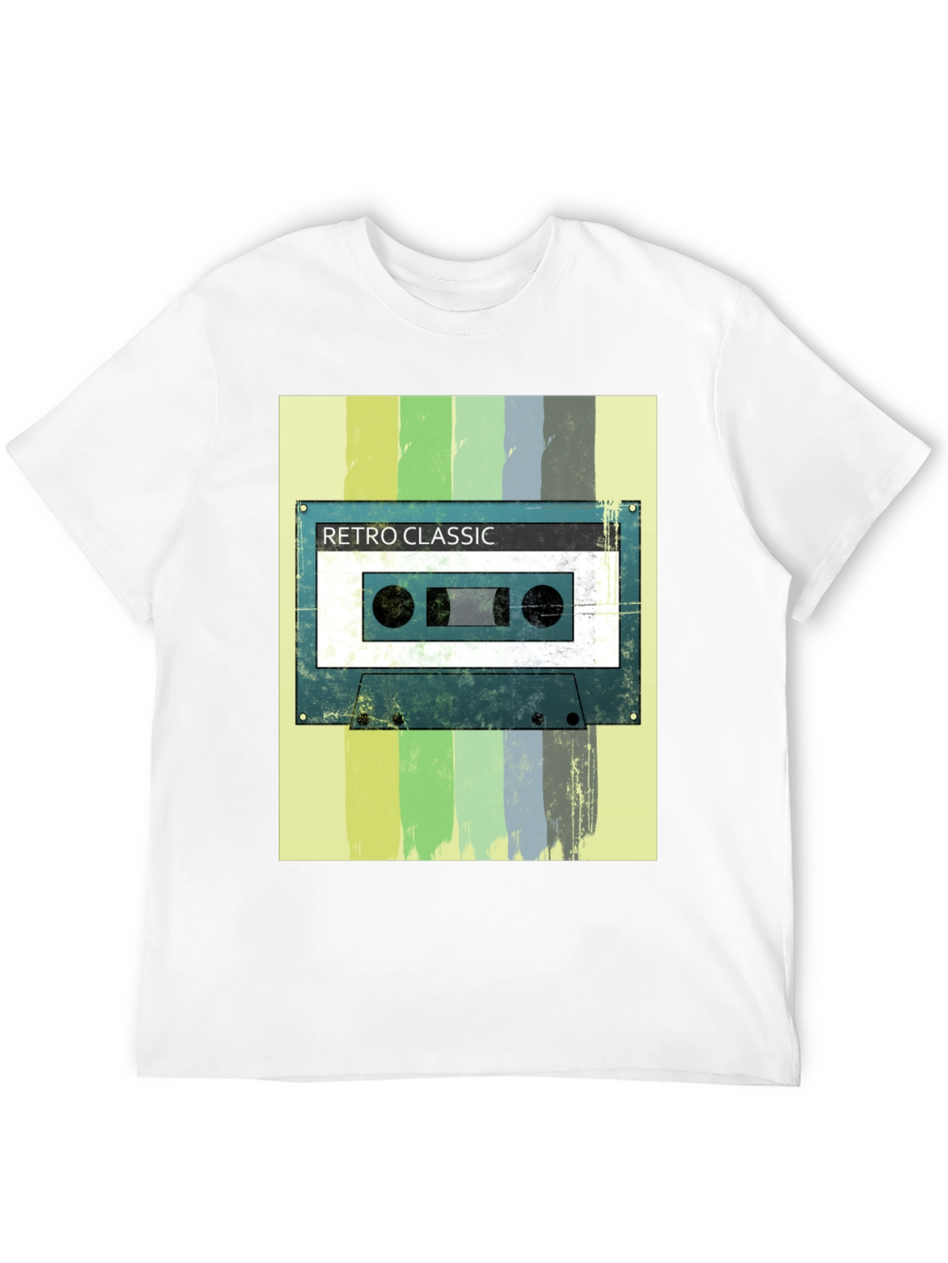 Camiseta Negra con Diseño Retro de Cassette Clásico