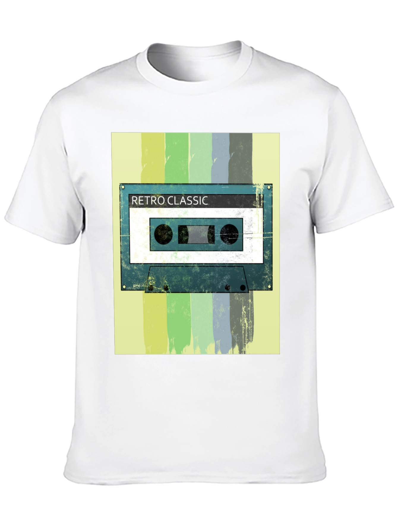 Camiseta Negra con Diseño Retro de Cassette Clásico