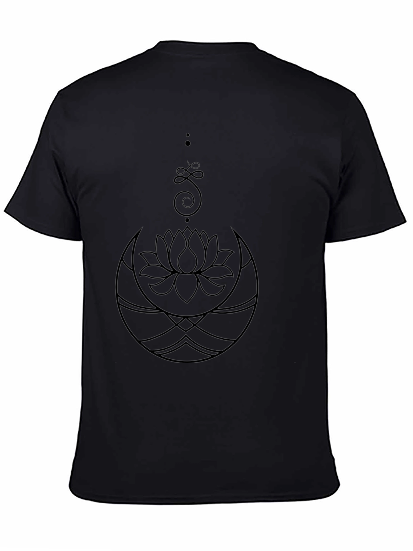 Camiseta Negra con Diseño Floral y Espiritual