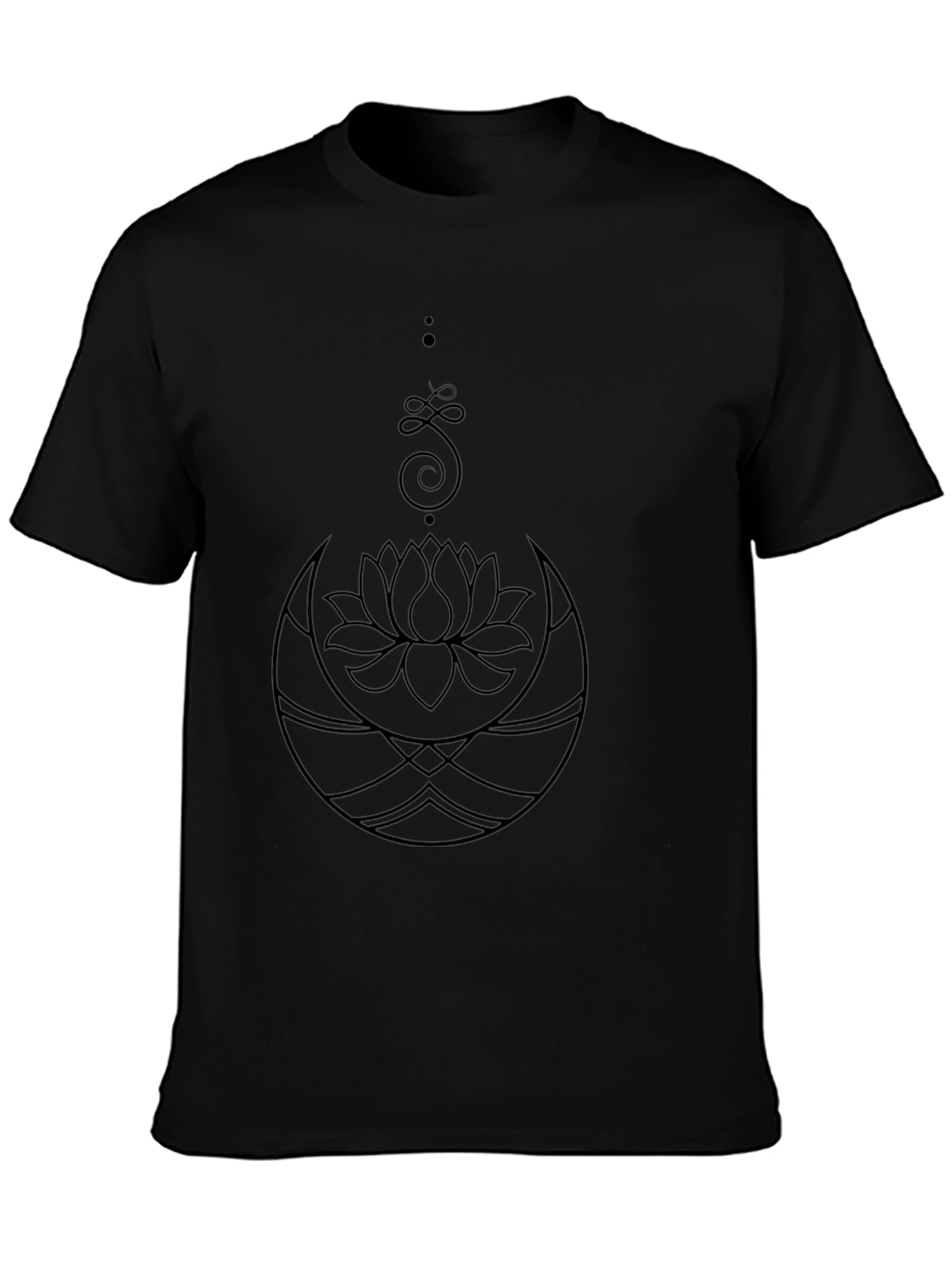 Camiseta Negra con Diseño Floral y Espiritual