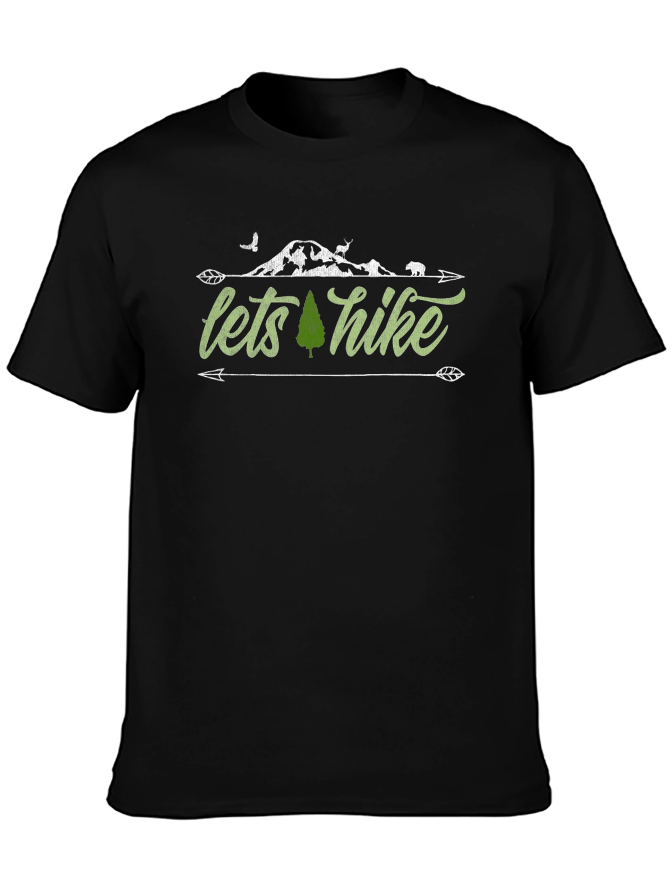 Camiseta Negra Lets Hike Diseño Naturaleza