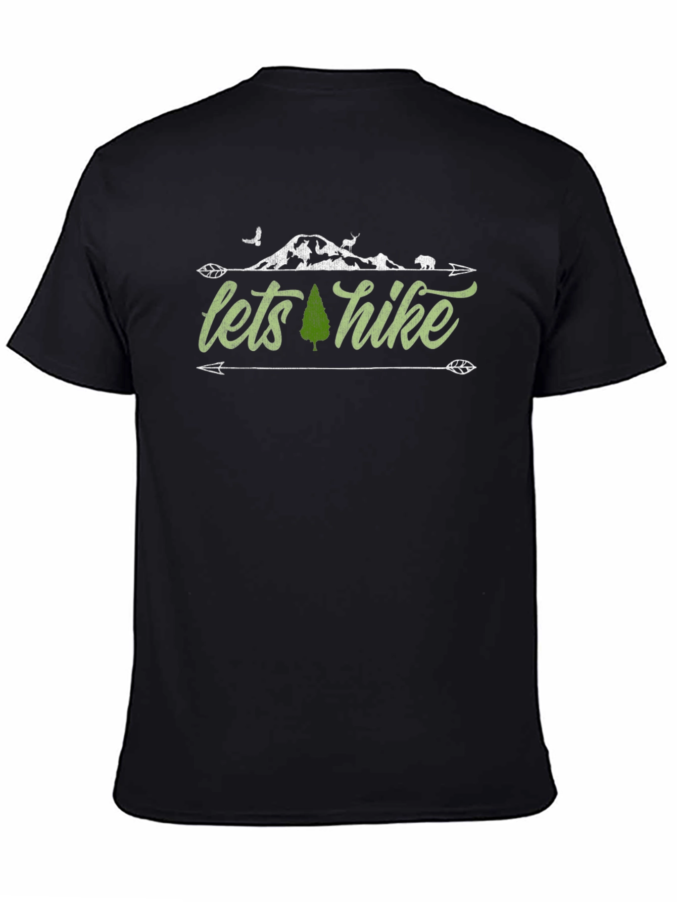 Camiseta Negra Lets Hike Diseño Naturaleza