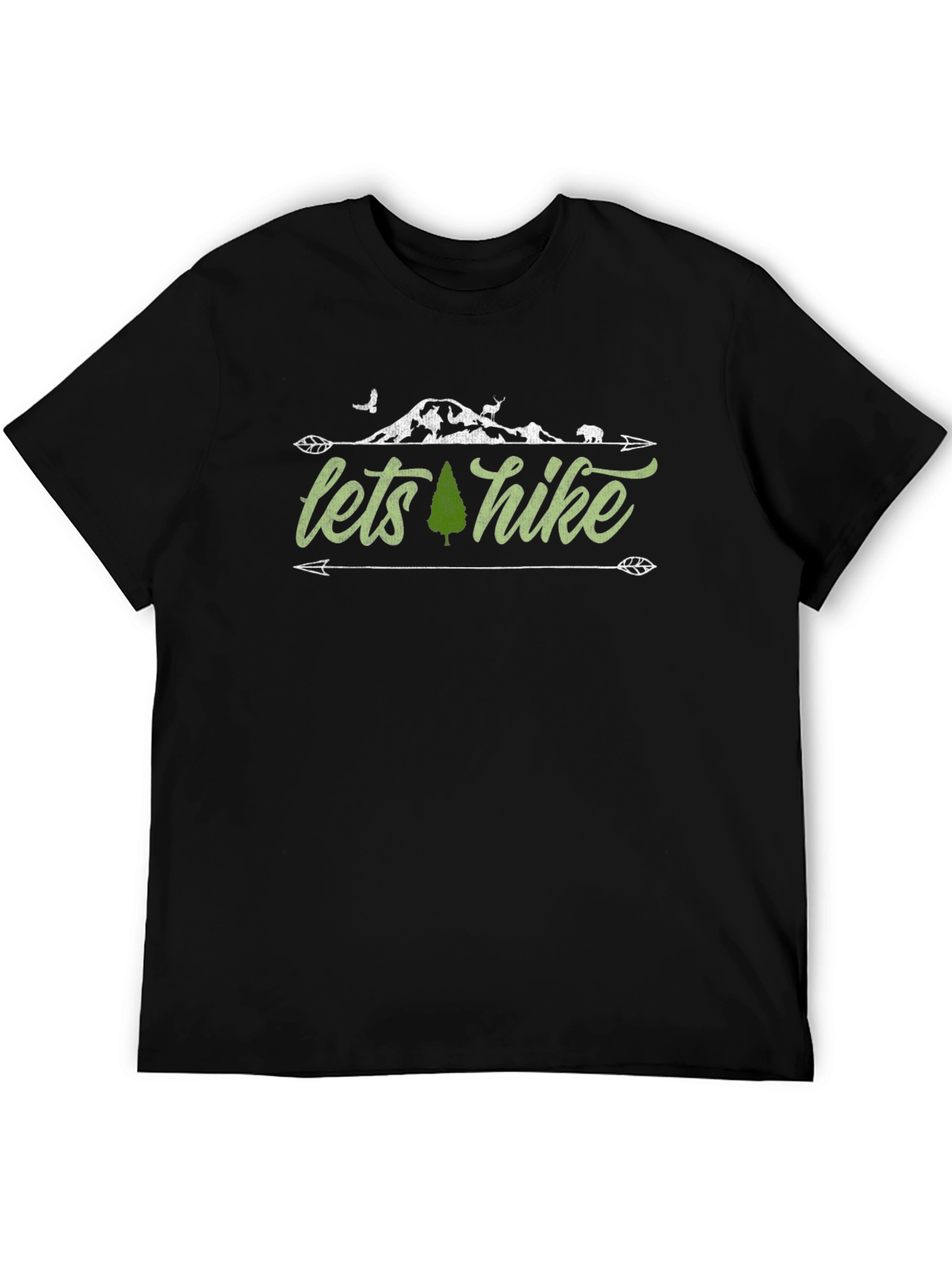Camiseta Negra Lets Hike Diseño Naturaleza