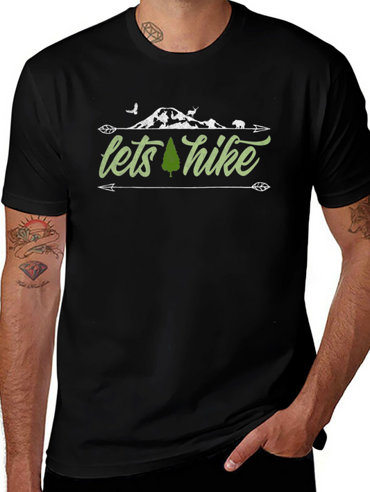 Camiseta Negra Lets Hike Diseño Naturaleza