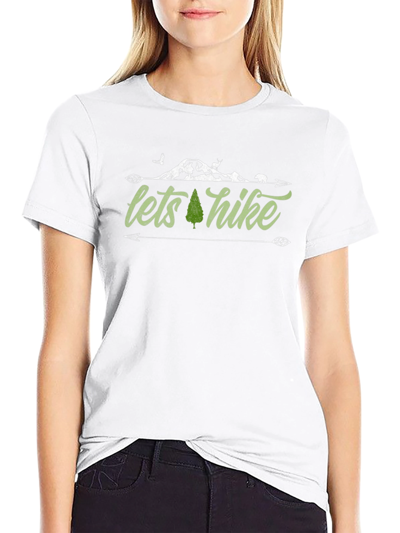 Camiseta Negra Lets Hike Diseño Naturaleza
