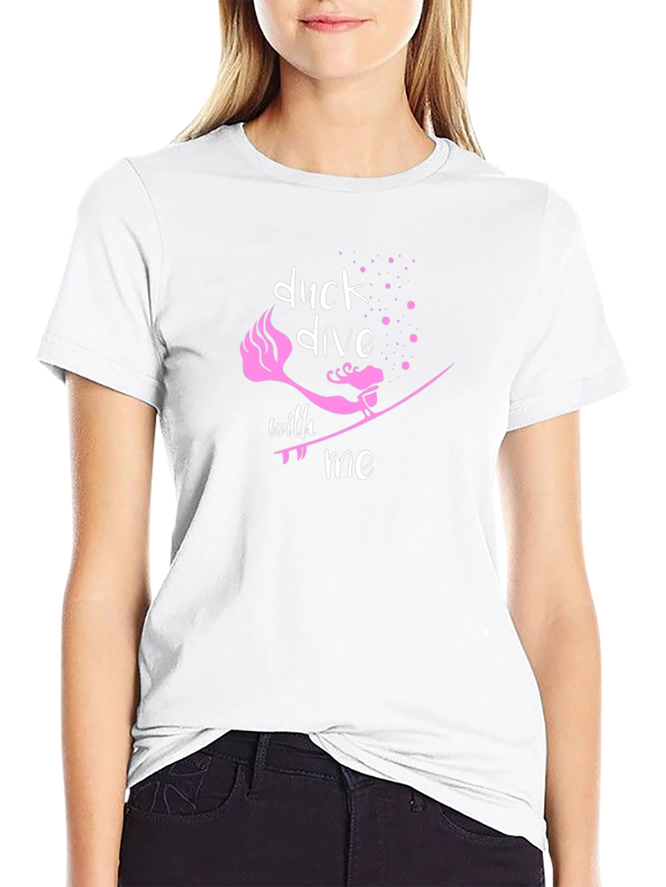 Camiseta Negra Duck Dive With Me para Surfistas