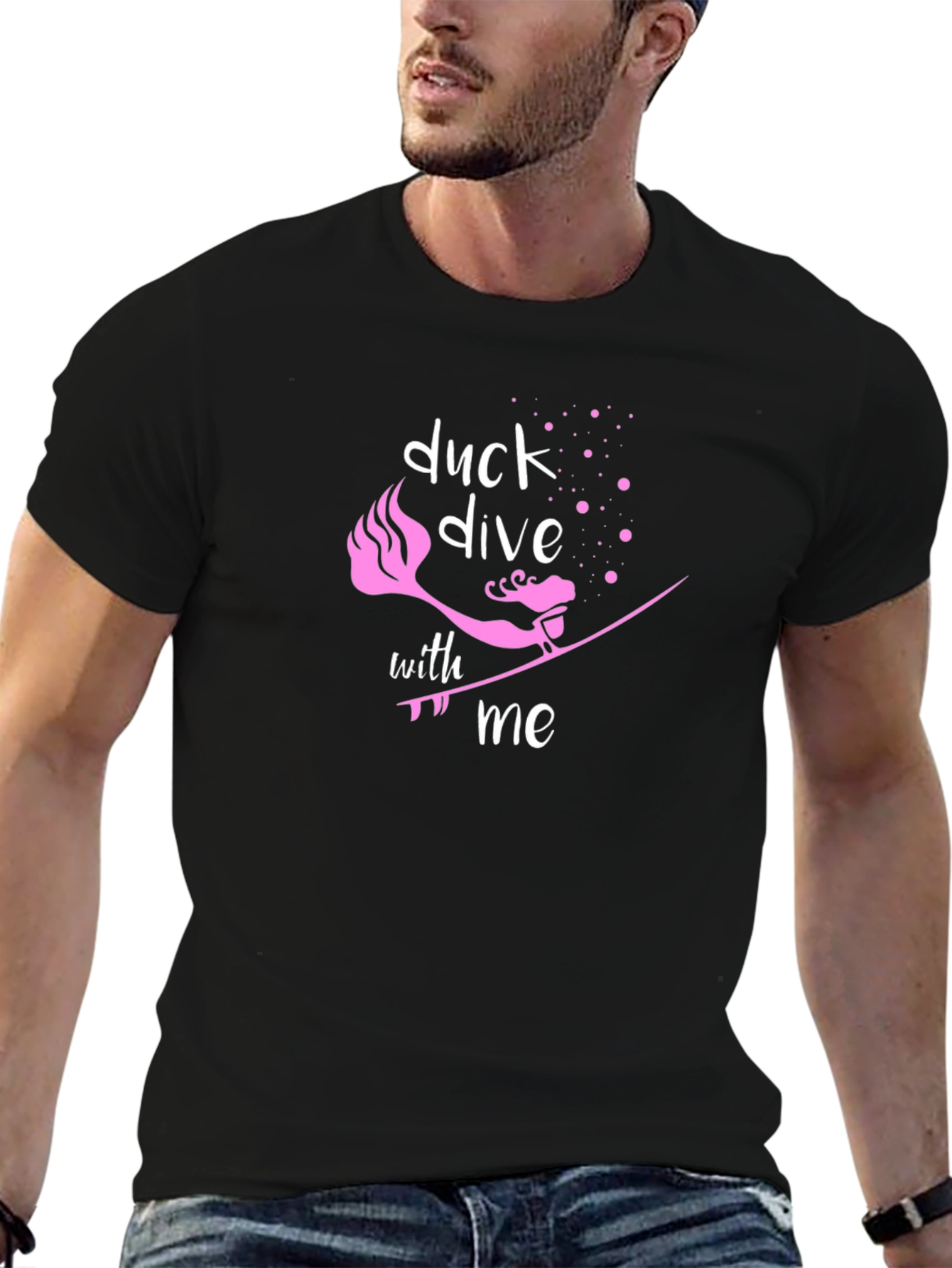 Camiseta Negra Duck Dive With Me para Surfistas