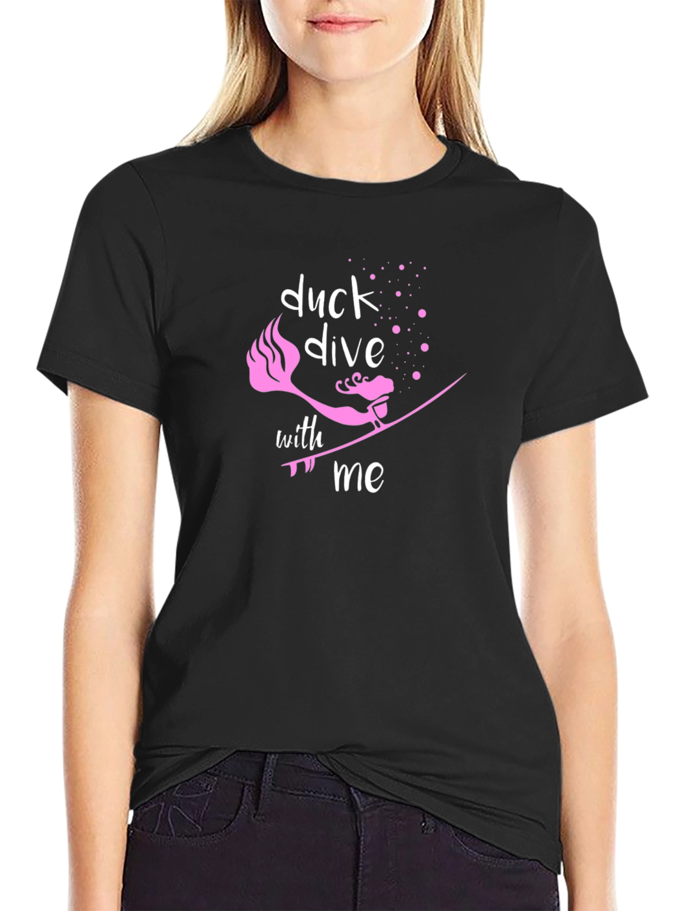 Camiseta Negra Duck Dive With Me para Surfistas