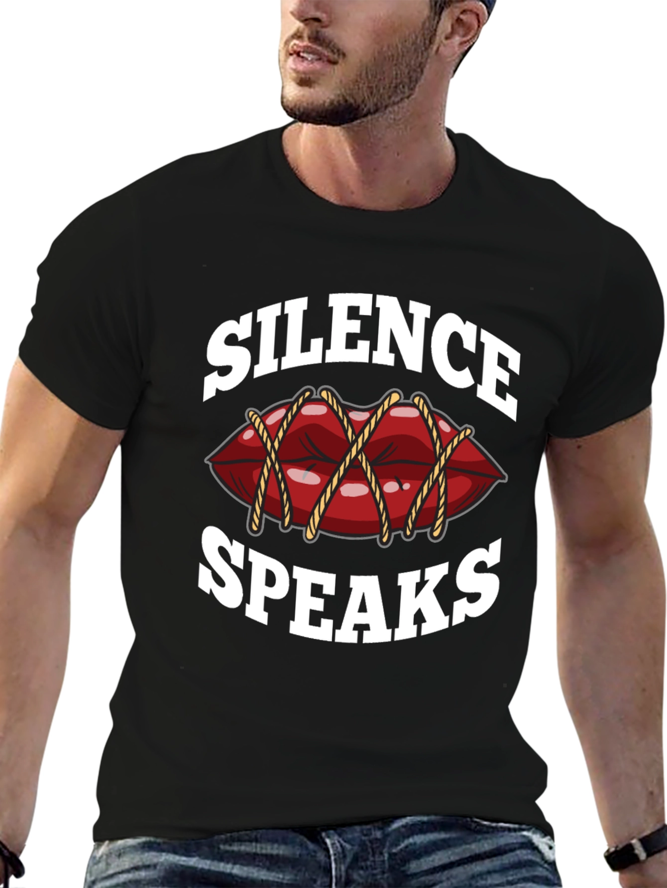 Camiseta Negra con Diseño Silence Speaks