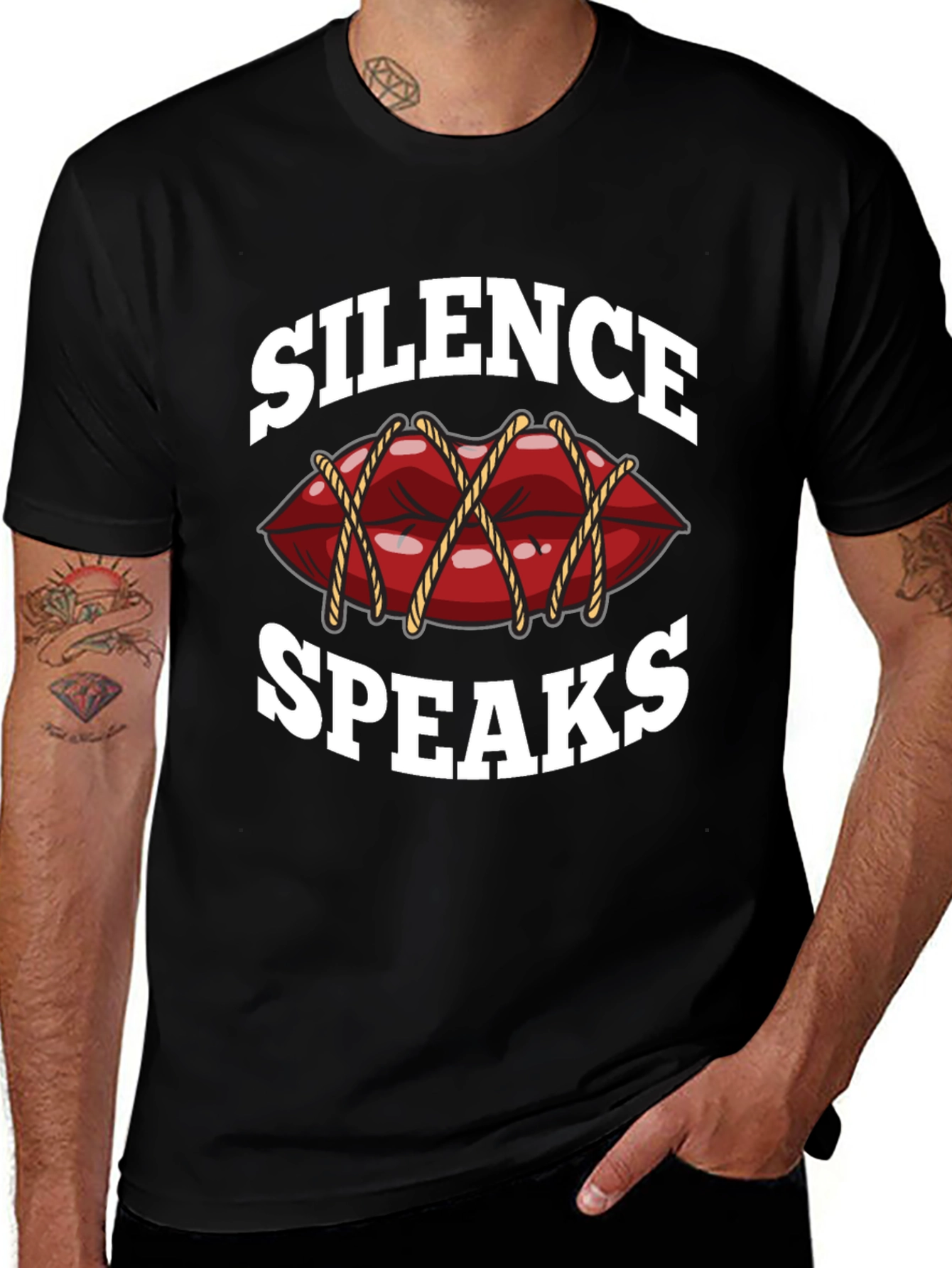 Camiseta Negra con Diseño Silence Speaks